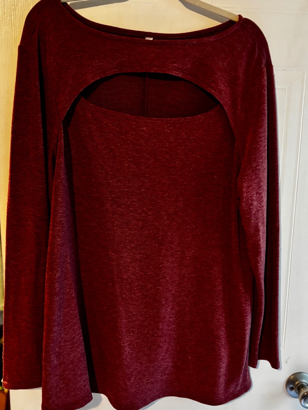 Emerald 3X Burgundy Cutout Layered Long Sleeve Sweater Top Plus Size
